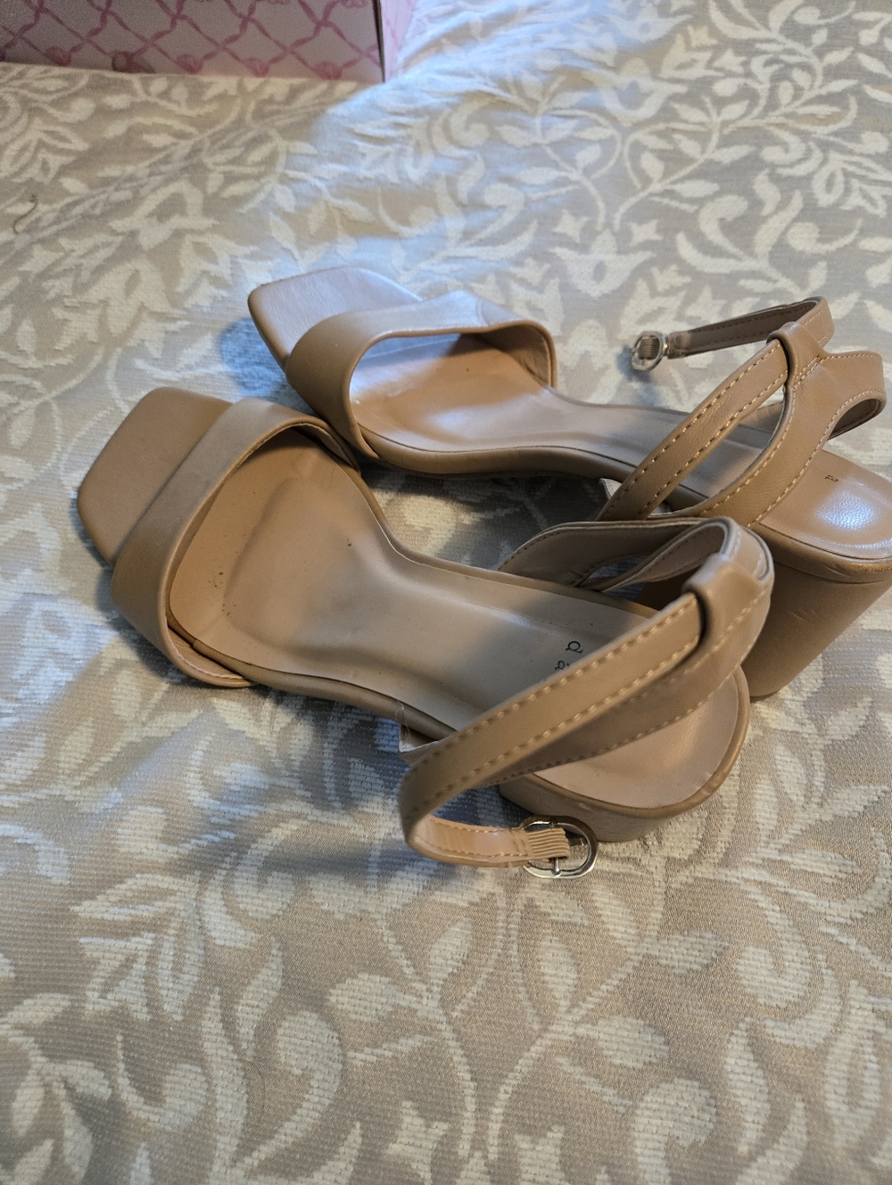 a new day Tan Block Heel Sandals with Ankle Strap